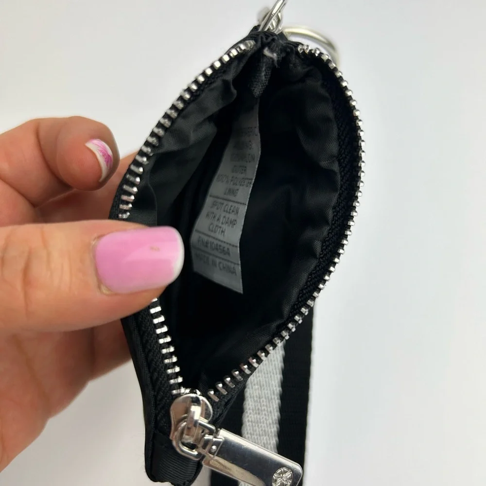 Gaiam Black and Silver Keychain Pouch with Lanyard Wristlet